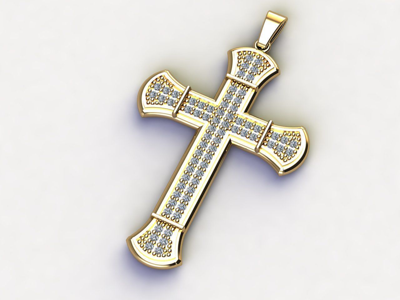 Cross Pendant Diamond Cross Necklace Vintage STL 3DM Printable  3D print model_7