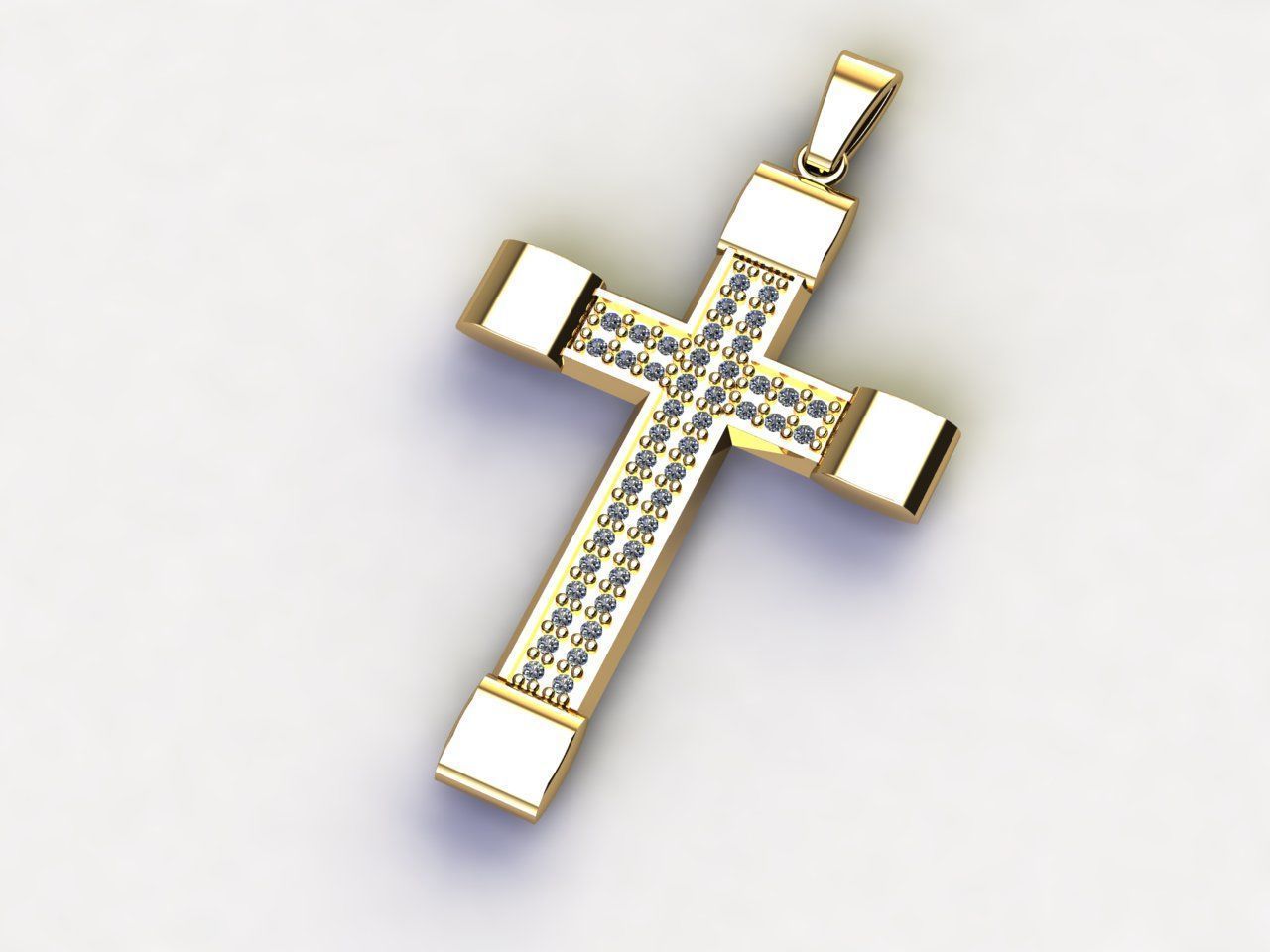 Cross Pendant Diamond Cross Necklace Vintage STL 3DM Printable  3D print model_7