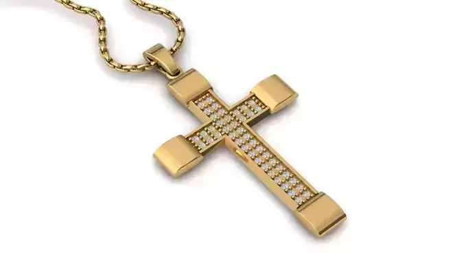 Cross Pendant Diamond Cross Necklace Vintage STL 3DM Printable  3D print model