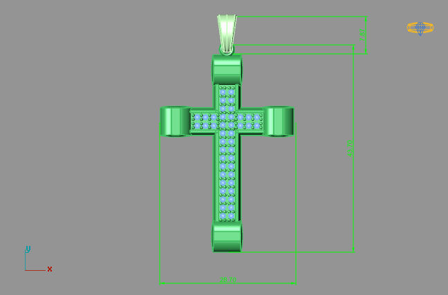 Cross Pendant Diamond Cross Necklace Vintage STL 3DM Printable  3D print model_3