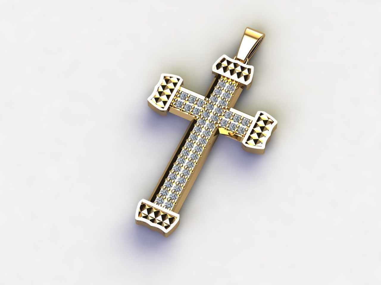 Cross Pendant Diamond Cross Necklace Vintage STL 3DM Printable  3D print model_7