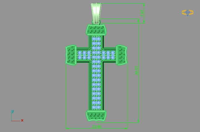 Cross Pendant Diamond Cross Necklace Vintage STL 3DM Printable  3D print model_3