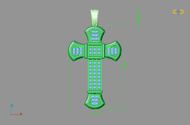 Cross Pendant Diamond Cross Necklace Vintage STL 3DM Printable  3D print model_3