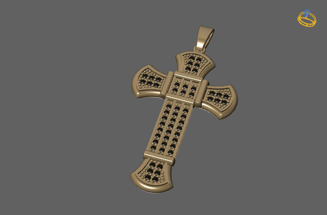 Cross Pendant Diamond Cross Necklace Vintage STL 3DM Printable  3D print model_1