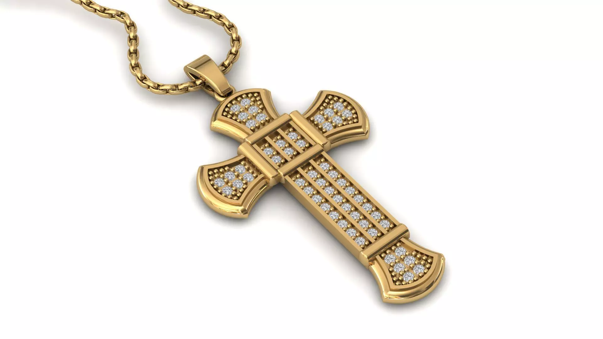 Cross Pendant Diamond Cross Necklace Vintage STL 3DM Printable  3D print model_0