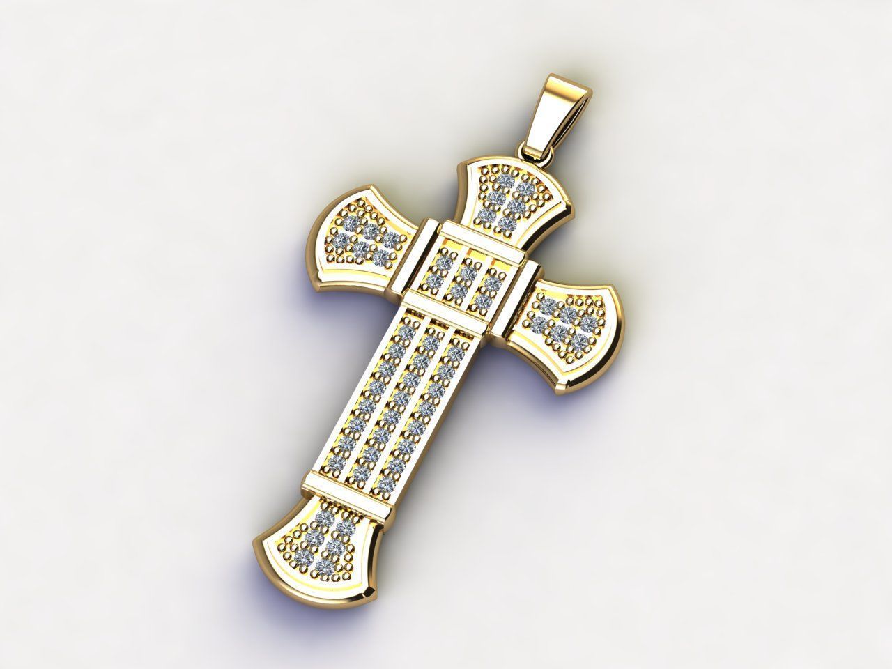 Cross Pendant Diamond Cross Necklace Vintage STL 3DM Printable  3D print model_7