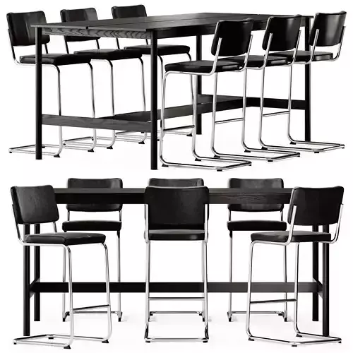 Thonet S 32 Bar Stool and Muuto Linear High Table