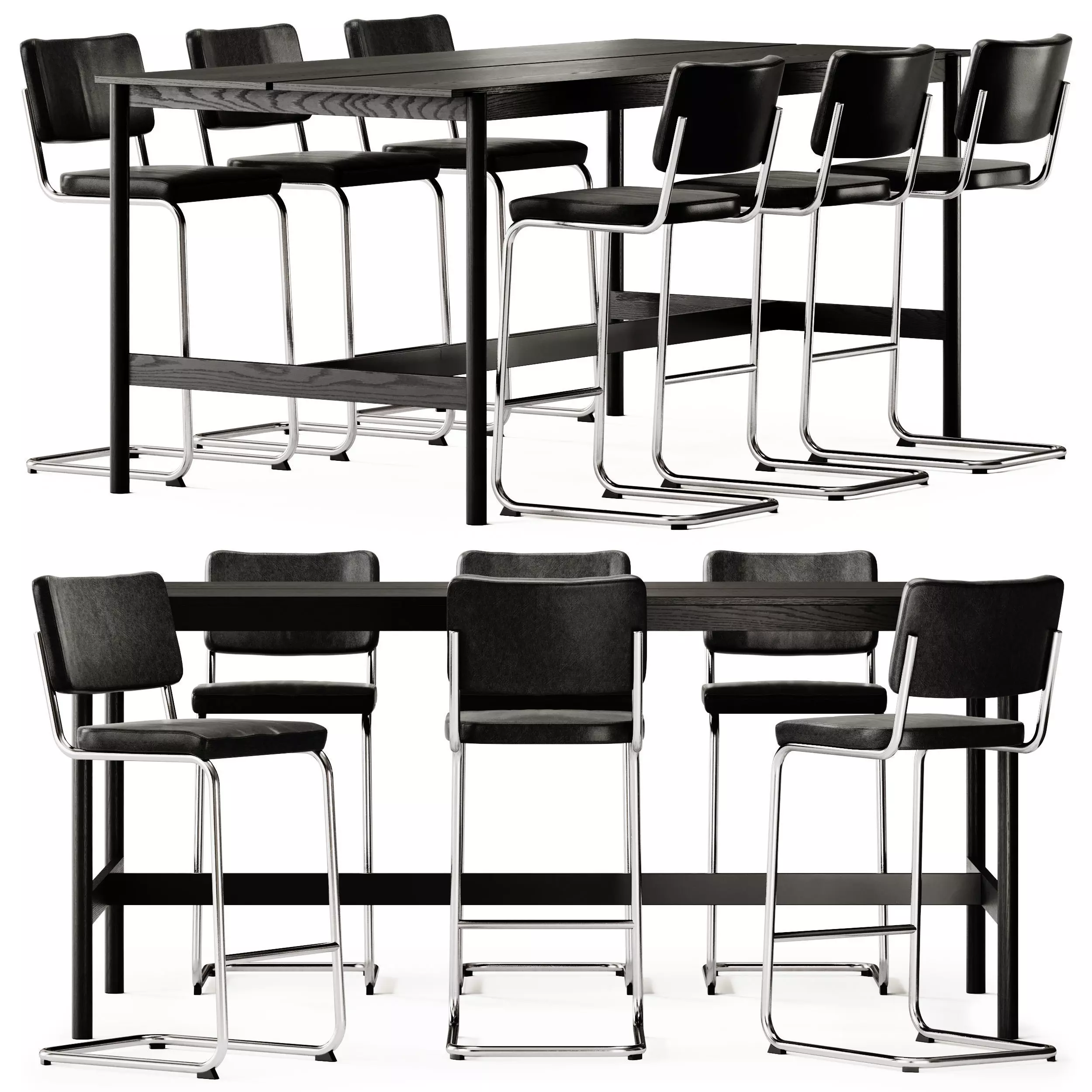 Thonet S 32 Bar Stool and Muuto Linear High Table 3D model