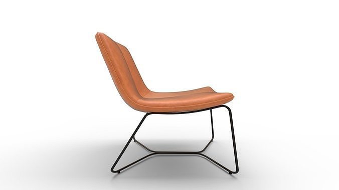 Tan Slope Lounge Chair 3D model 2