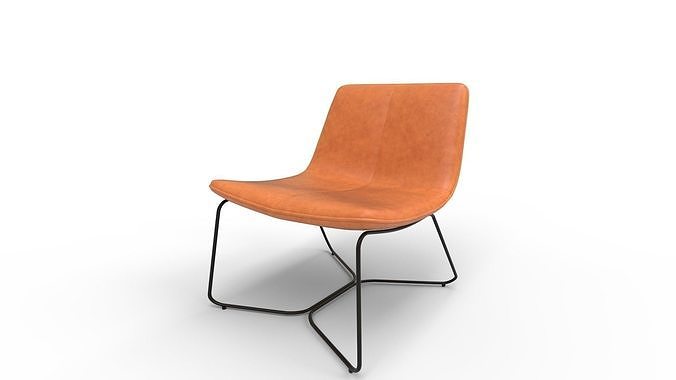 Tan Slope Lounge Chair 3D model 6