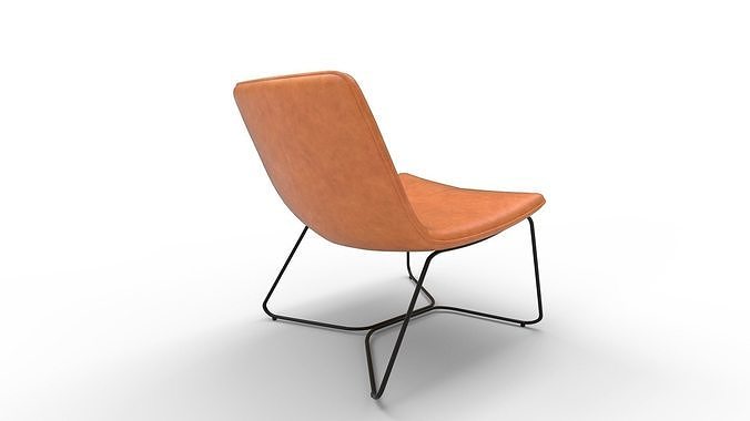 Tan Slope Lounge Chair 3D model 3