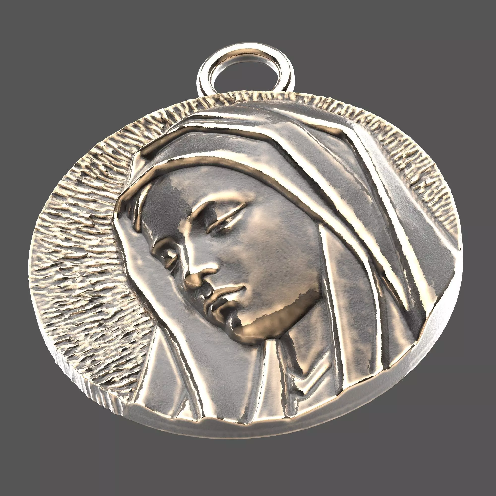 Virgin Mary medallion 3D print model_0