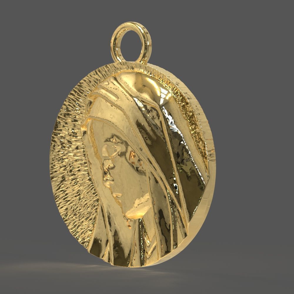 Virgin Mary medallion 3D print model_10