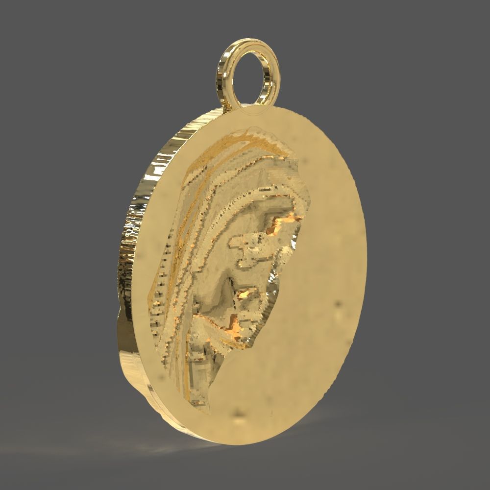 Virgin Mary medallion 3D print model_11