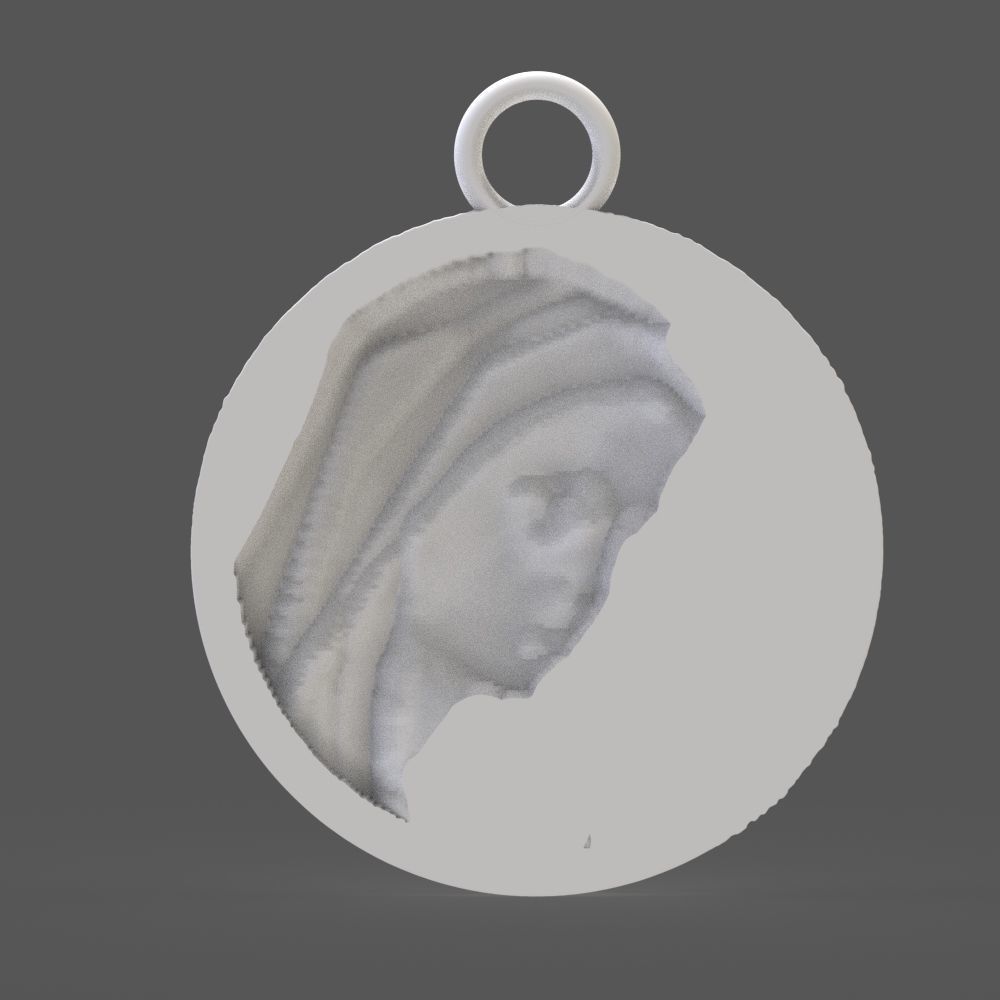 Virgin Mary medallion 3D print model_5