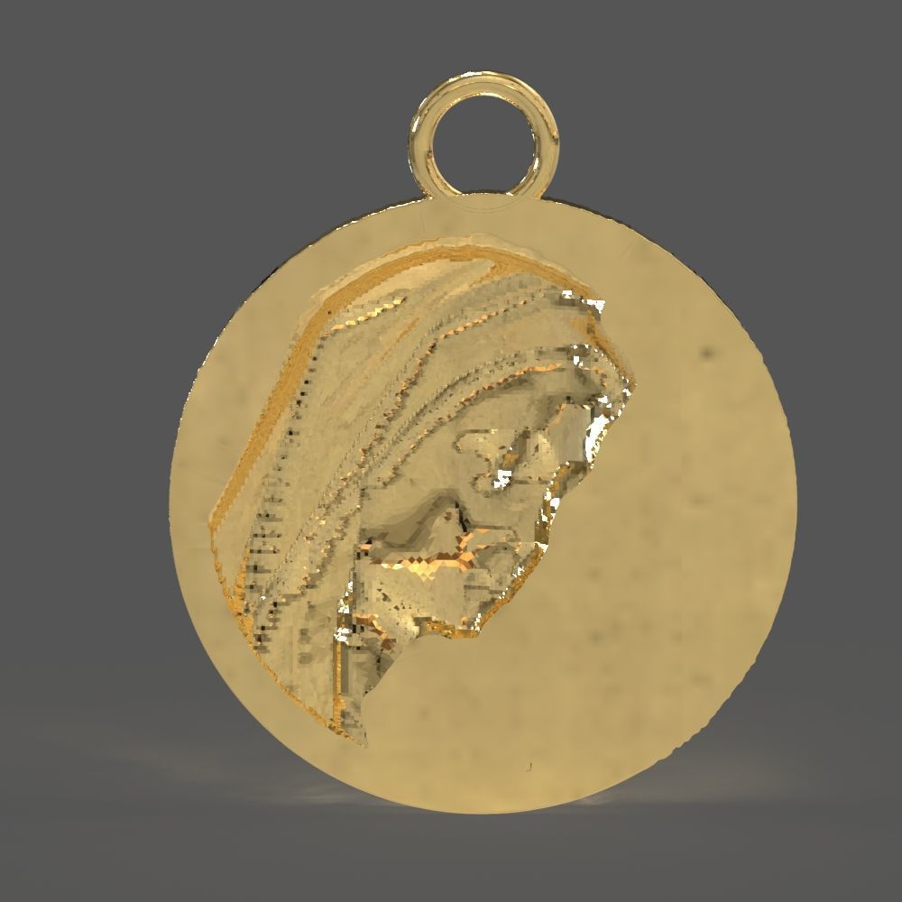 Virgin Mary medallion 3D print model_12