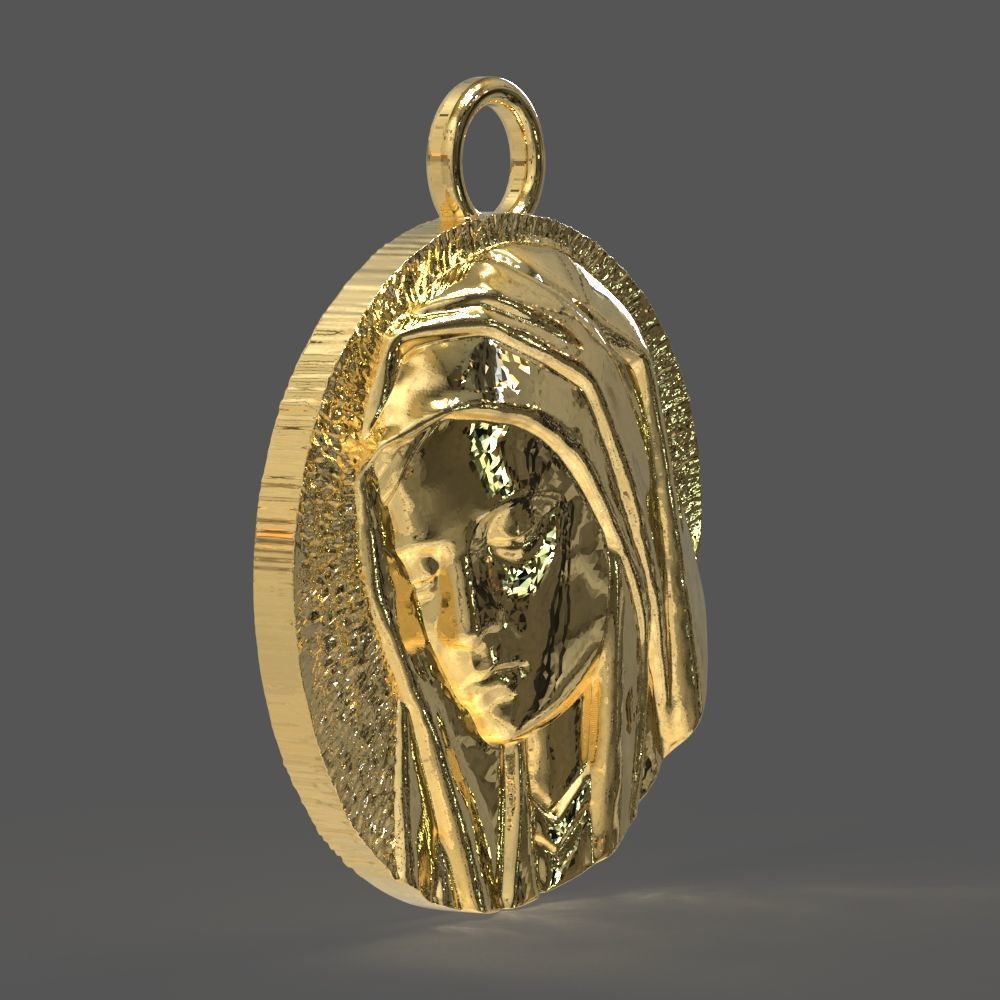 Virgin Mary medallion 3D print model_14