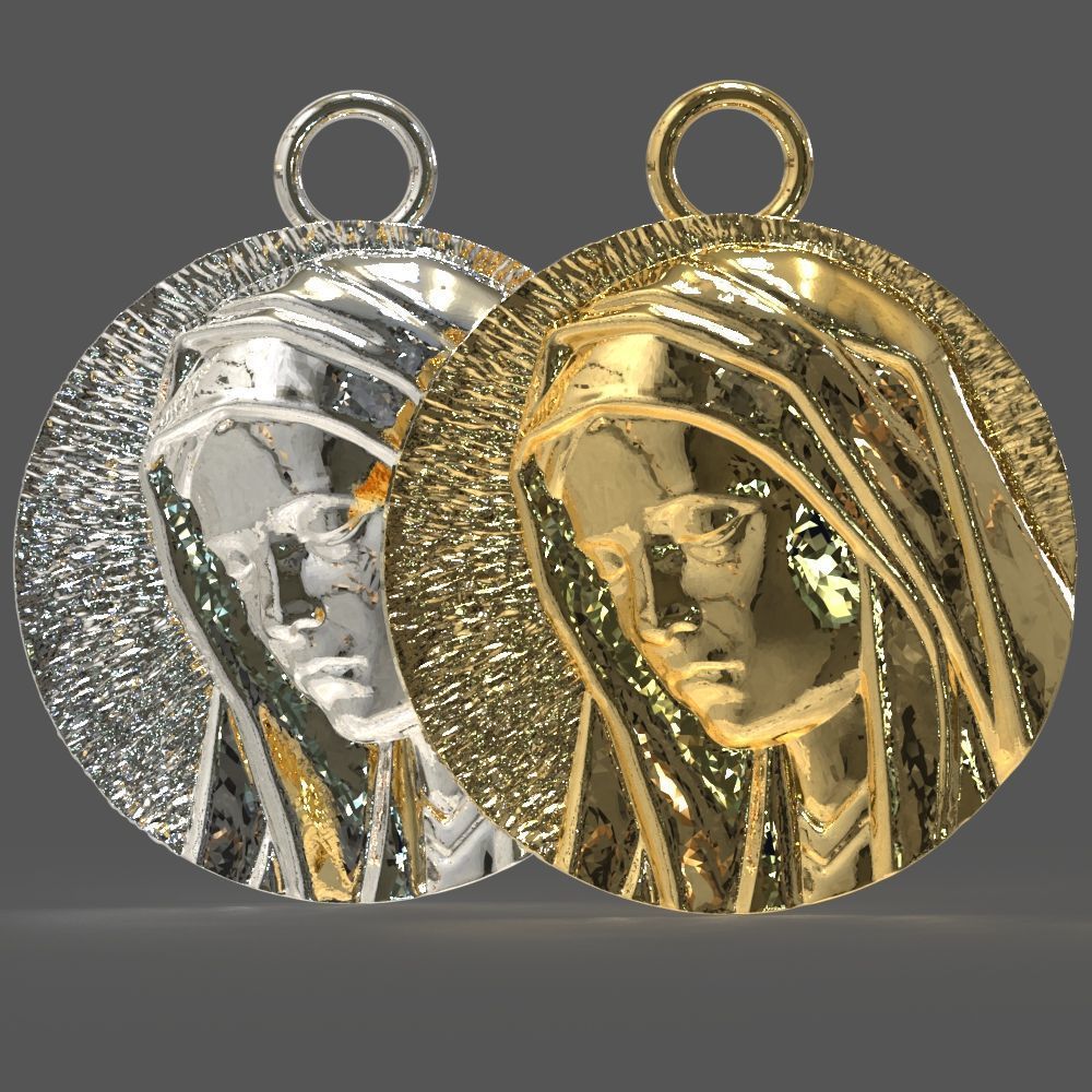 Virgin Mary medallion 3D print model_9