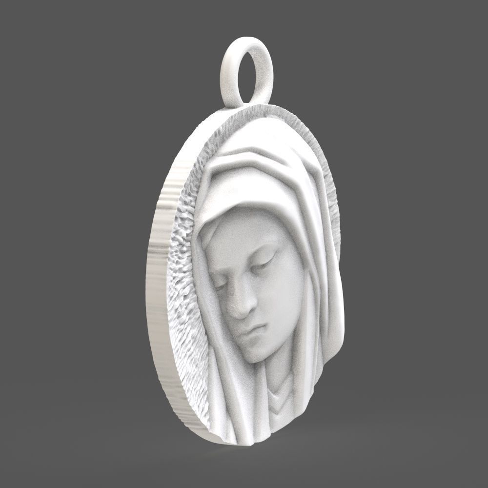 Virgin Mary medallion 3D print model_7