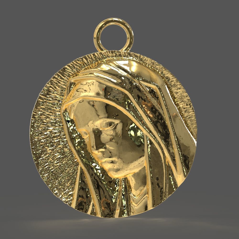 Virgin Mary medallion 3D print model_8