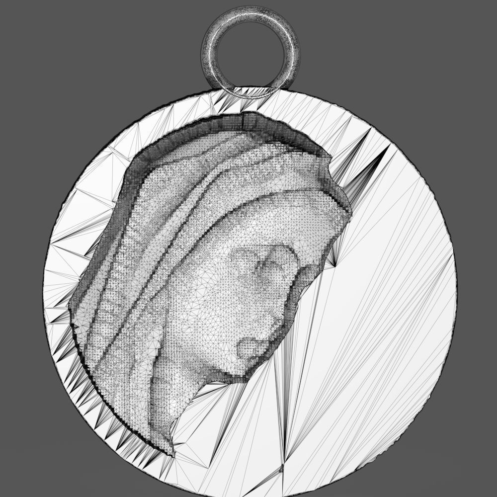 Virgin Mary medallion 3D print model_20
