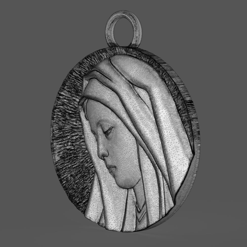 Virgin Mary medallion 3D print model_18