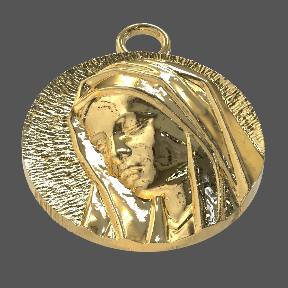 Virgin Mary medallion 3D print model_16