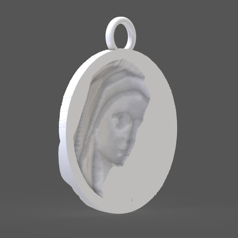 Virgin Mary medallion 3D print model_4
