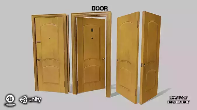 Door yellow 05 Low-poly 3D model