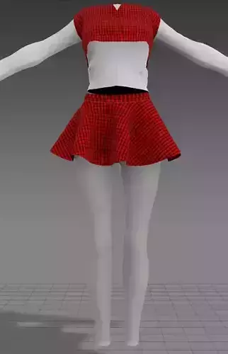 Free skirt with uniform dress in marvelous designer