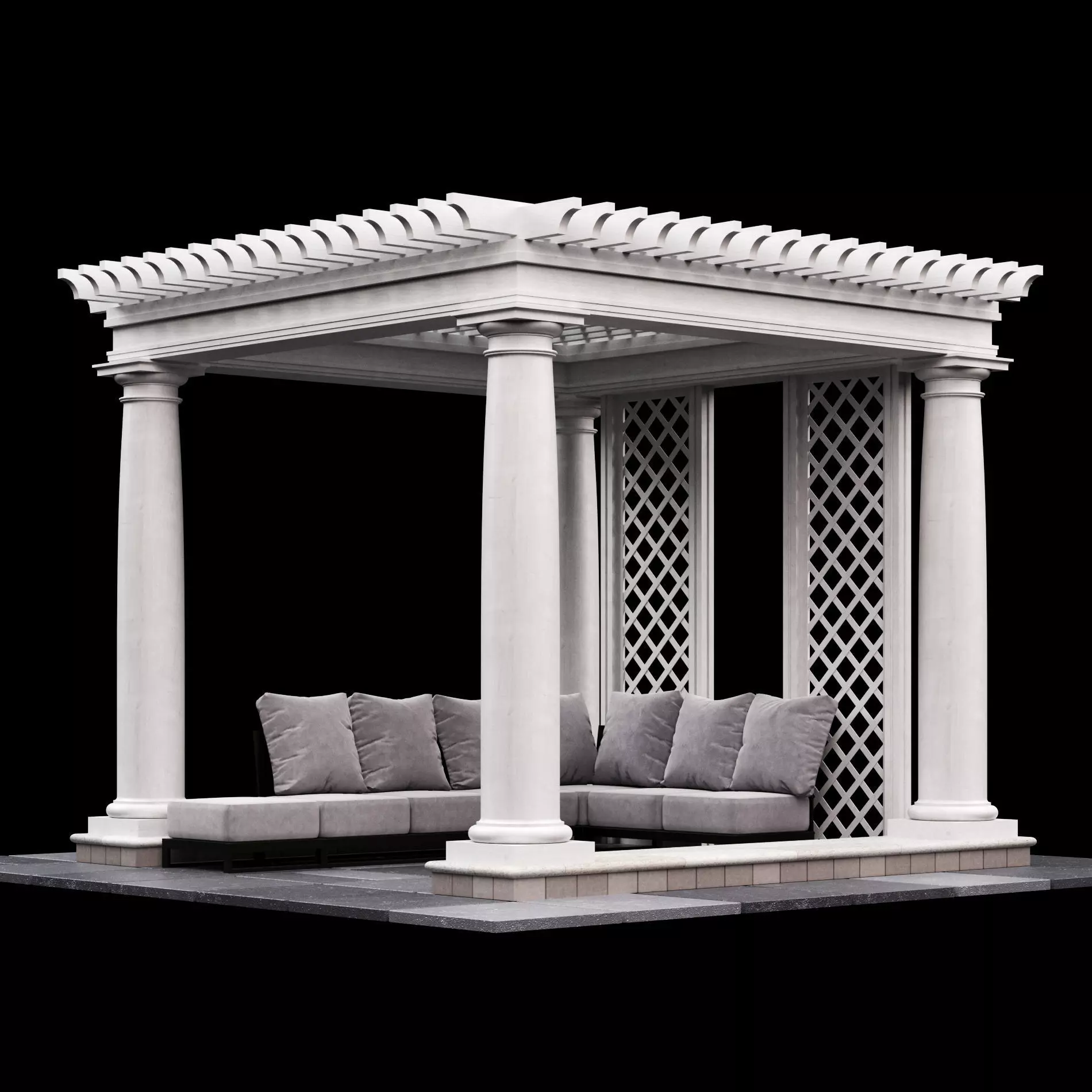 Classic pergola with Ionic Columns outdoor gazebo pavilion 3D model