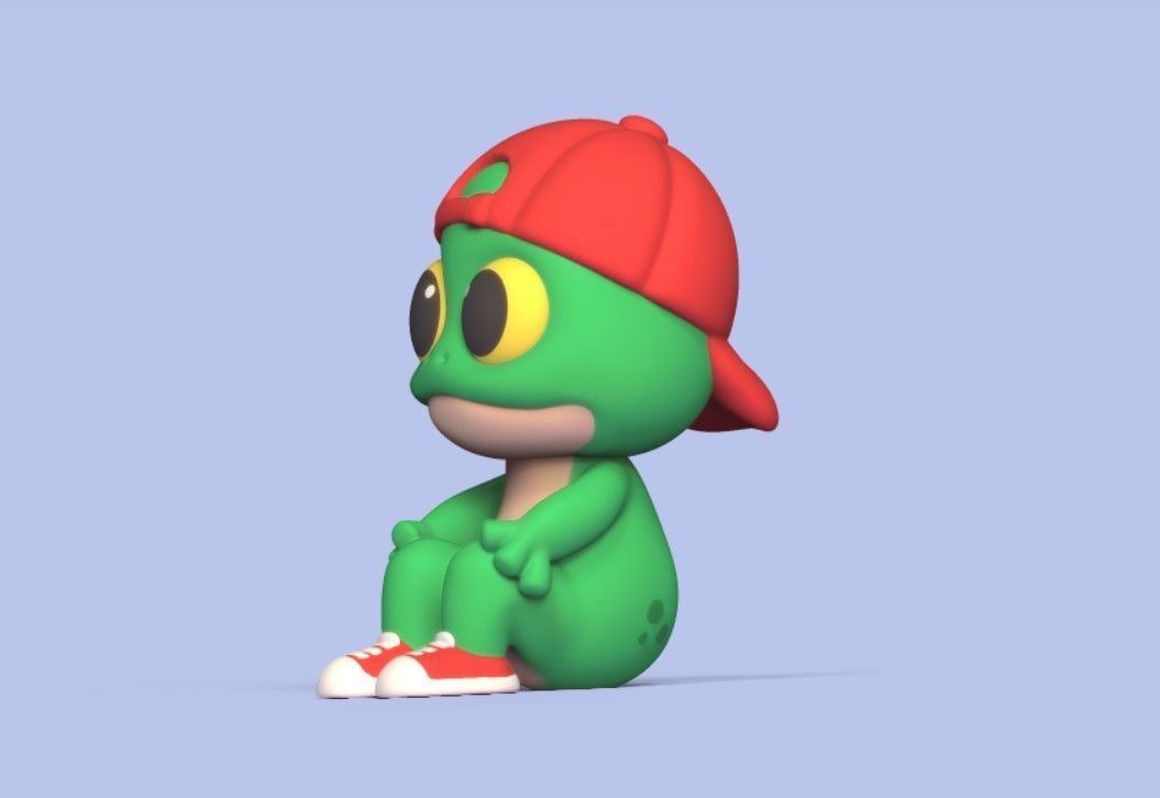 Frog with a Cap 3D print model_2
