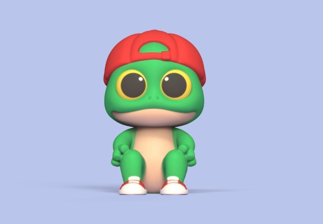 Frog with a Cap 3D print model_1