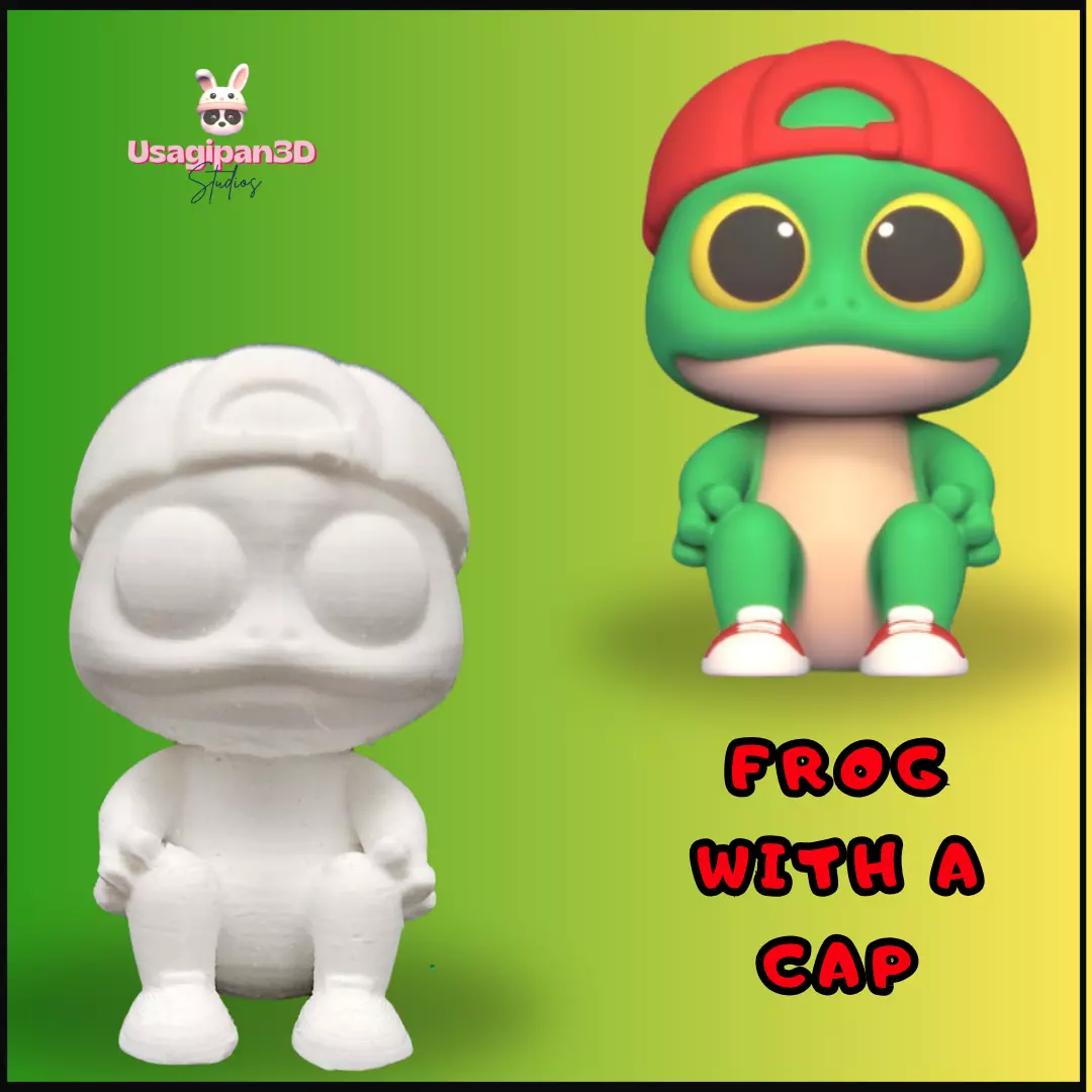 Frog with a Cap 3D print model_0