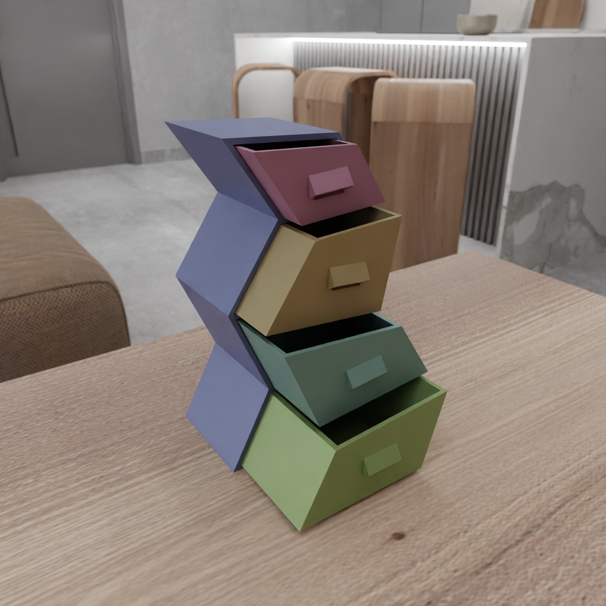 Curved Drawer Box STL File - 178 3D print model_8