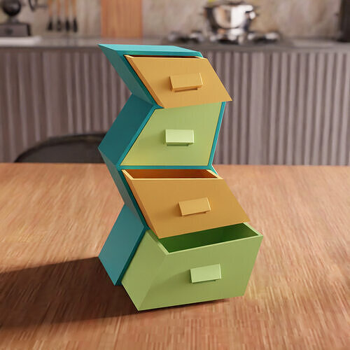 Curved Drawer Box STL File - 178 3D print model