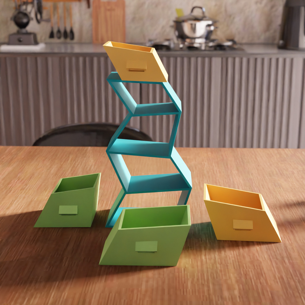 Curved Drawer Box STL File - 178 3D print model_4