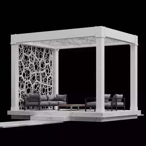 Modern pergola outdoor gazebo and backyard with furniture