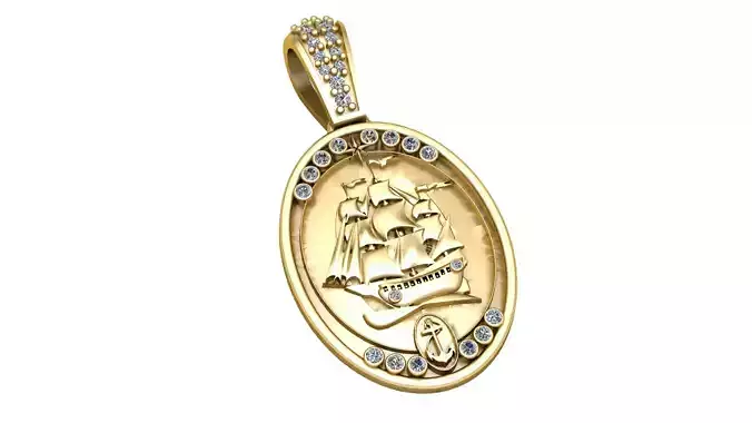 SHIP COIN PENDANT 3D PRINTABLE MODEL