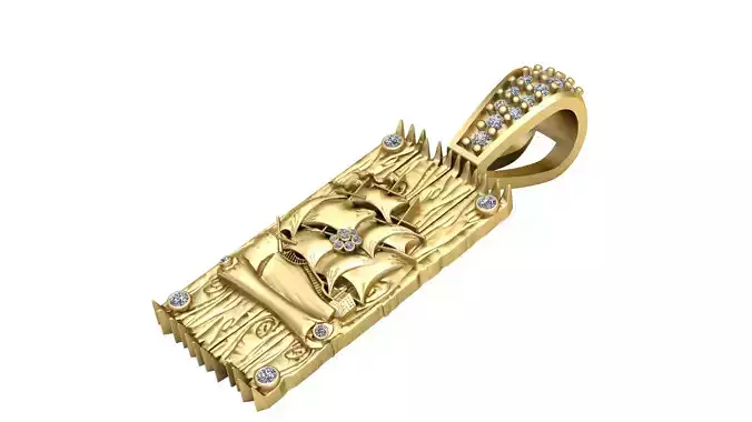 SHIP WOODEN STYLE PENDANT 3D PRINTABLE MODEL