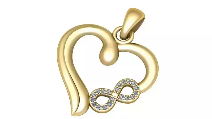 GOLDEN HEART INFINITY PENDANT 3D PRINTABLE MODEL