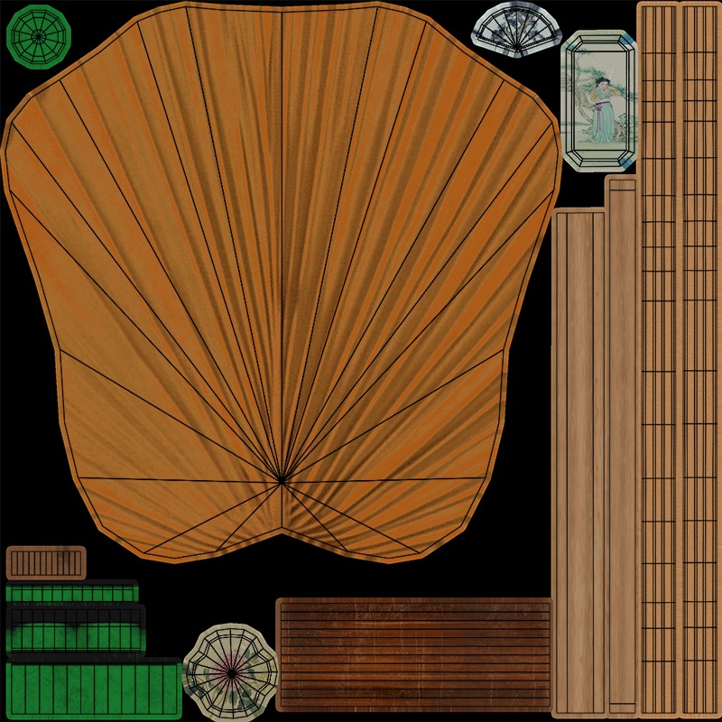 Hand fan Low-poly 3D model_8