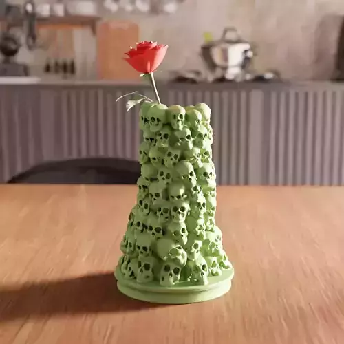 3D Skeleton Flower Vase STL File - 177