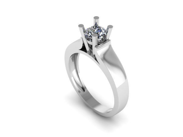 Solitair ring for daimond 3D print model_1