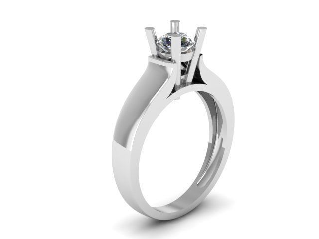 Solitair ring for daimond 3D print model_10