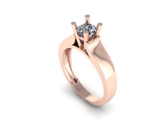 Solitair ring for daimond 3D print model_2