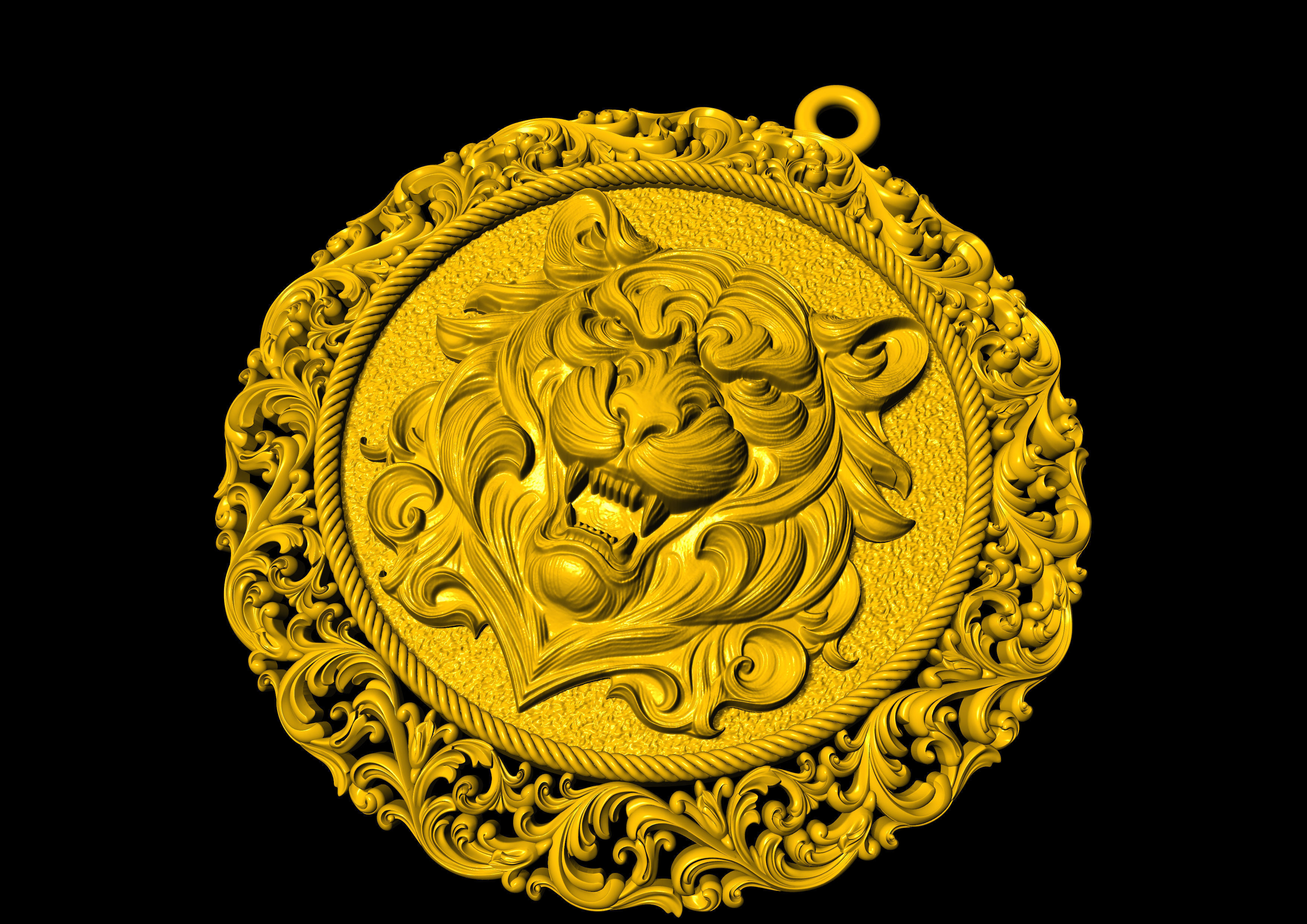 The Aggressive Tiger Head carving frame medallion v6  Pendant 3D print model_27