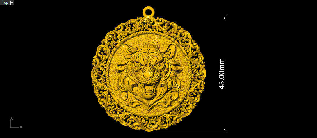 The Aggressive Tiger Head carving frame medallion v6  Pendant 3D print model_24
