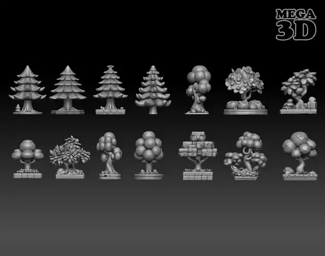 14 Tabletop Game Trees 3D Model 3D print model