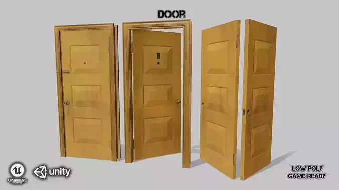 Door yellow 07 Low-poly 3D model